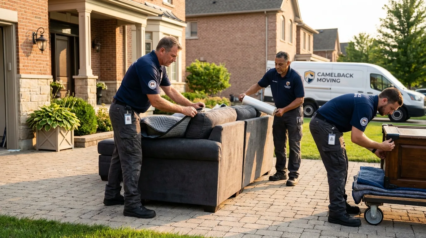 Large estate moving crew wrapping furniture in Danbury, NC